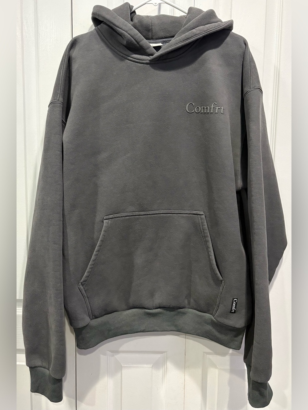 Comfrt Hoodie Size L Charcoal Gray Oversized Heavyweight Fleece Pullover